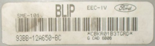 Наклейка с данными о контроллере EEC-IV